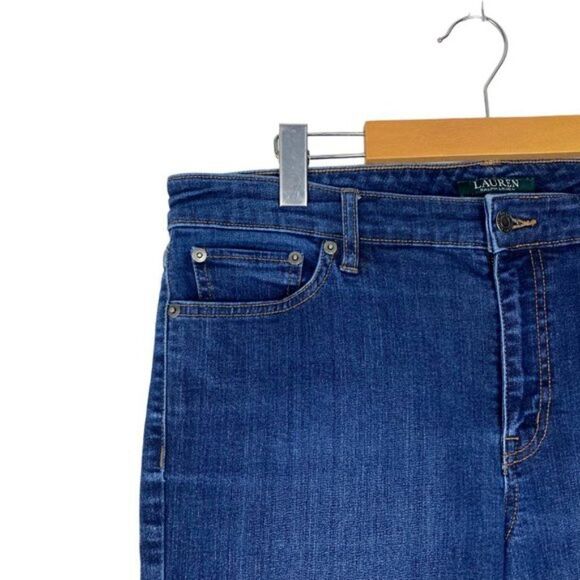 Lauren ralph Lauren Blue Medium Wash Modern Straight Curvy Denim Jeans US 14 - Picture 4 of 12